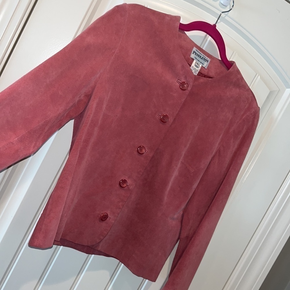 Leather Pendleton pink mauve button blazer jacket size S vintage cottagecore - Picture 5 of 13